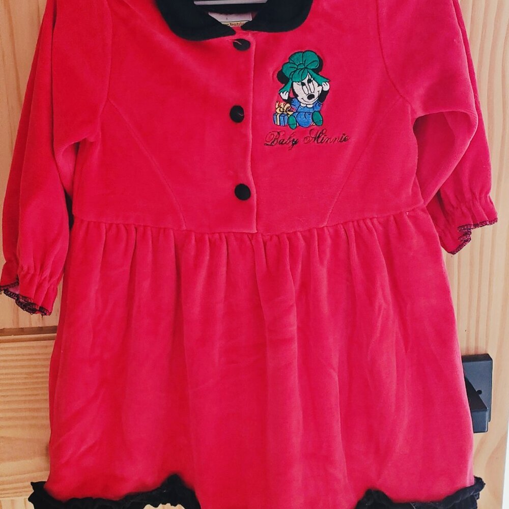 Disney Baby Minnie Mouse Red Velour Dress